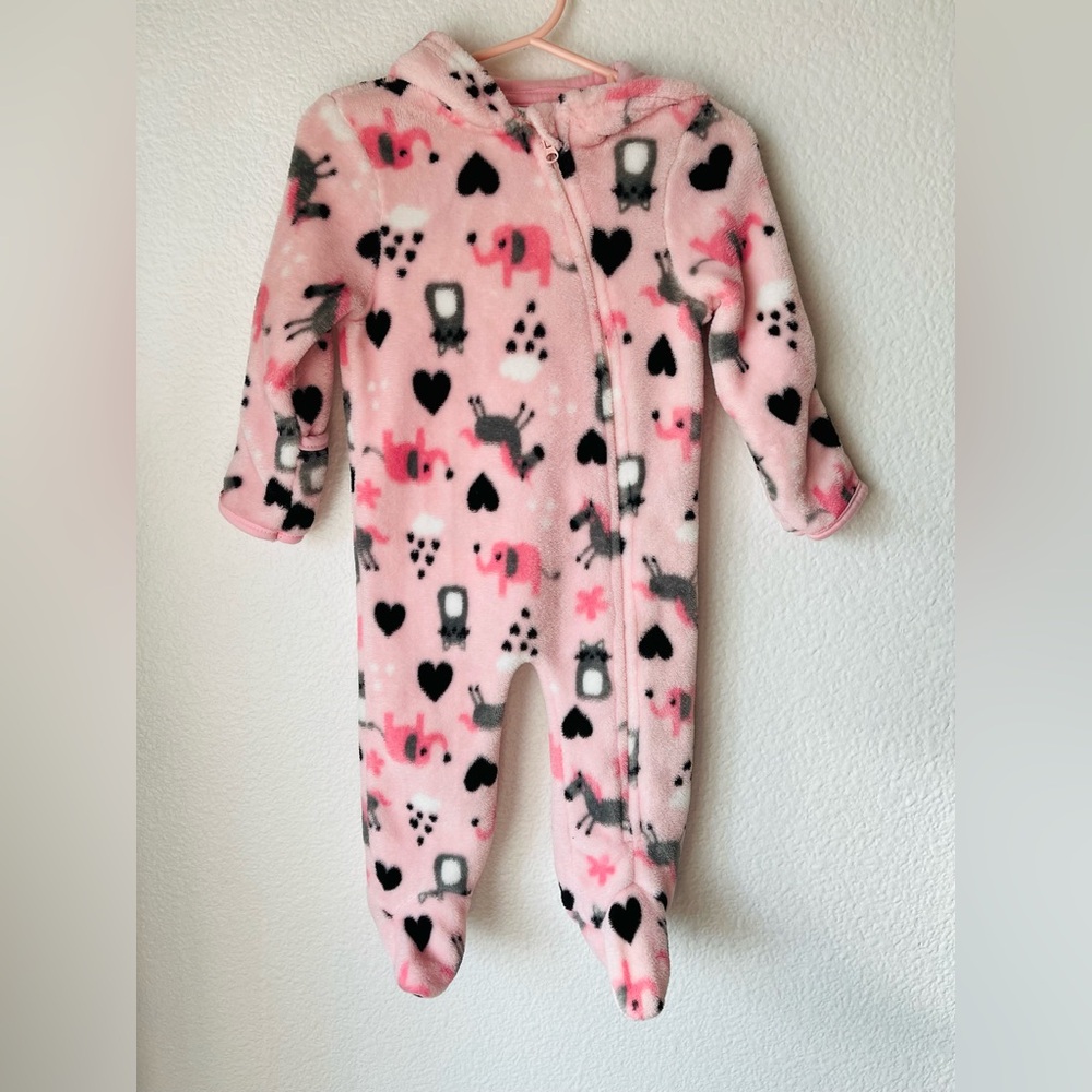 NWOT Little Beginnings Baby Girl Fleece Winter Full Zip Jumpsuit Pink 6-9 M